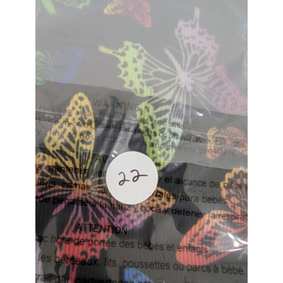 No Boundaries Black Butterfly Print Long Sleeve Ribbed Top Womens XXL Base Layer - Picture 8 of 8